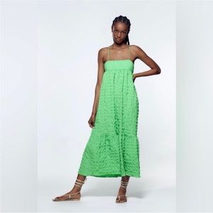 Zara Green Textured Maxi Dress
